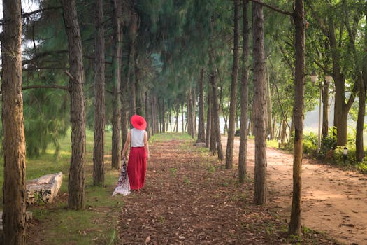 A serene park with walking paths and greenery