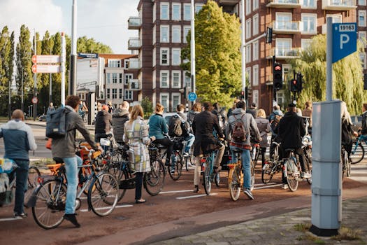City park with joggers and cyclists